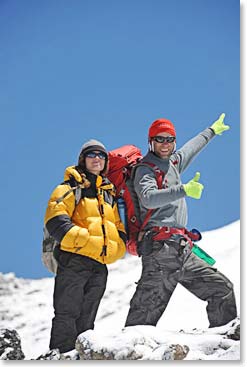 Remi and Pascale, father and daughter going up together 