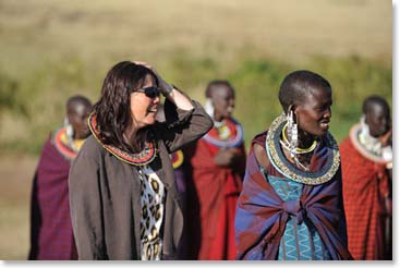 Suzy marvels at the Maasai dances.