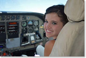 Lizzy was ready at the controls.  Fortunately, the pilot seemed to know what he was doing and she didn’t need to help him much.