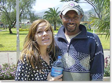 Jackie gets a photo with her new friend and guide, Emmanuel