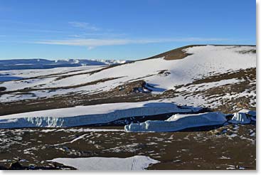Inside the crater of Mt. Kilimanjaro