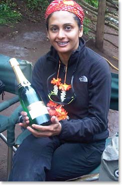 Richa finds some refreshments.