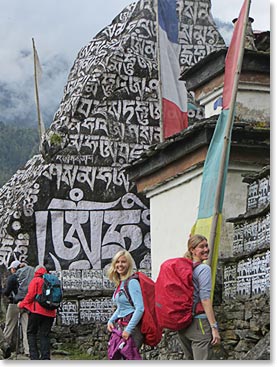 Our trail wound through seemingly endless mani rocks, chortens and prayer flags.