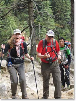 Tina and Jim on the trail. Tina was having a great time hiking today and she proposed that our group theme song should be “The Road Goes on Forever and the Party Never Ends”