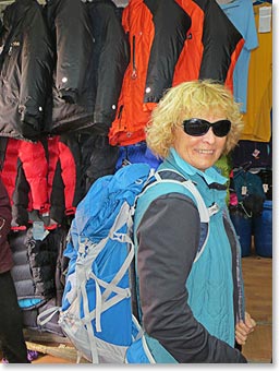 Wendy got a new pack at International Mountain Equipment