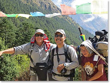 Wally, Temba, and Kancha, on the trail between Namche and Thame on October 14.