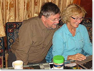 We have wireless in some of our lodges. Gerry and Wendy enjoyed talking to their son in Edmonton by Skype.