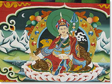 Outside on the building walls is a painting of Guru Rinpoche.