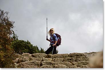 Alix is happy climbing higher.