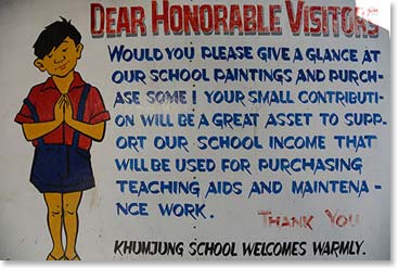 The Gallery is run to promote awareness of Khumjung School, encourage the children to be creative, and to raise fund for teaching aids and maintenance.