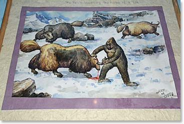 Intriguing painting telling the legend of how Yaks get their horns.
