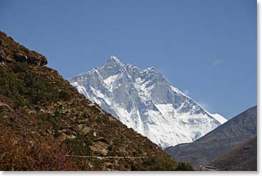 Lhotse, the fourth highest mountain in the world stood before us up the valley