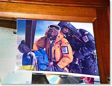 In Geshe’s room there are photographs of numerous successful Berg Adventures climbs. Here is Kit and Rob DesLauriers on the summit of Everest, October 18th 2006 – six years ago.