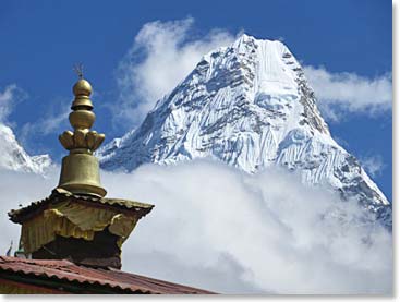 Outside Geshe’s room the mountains seemed more brilliant. They stood peacefully, with power, and an eternal indifference that left us with a sense of wonder.