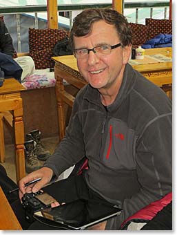 Clayton catching up with his iPad and digital camera