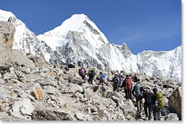 We negotiated rough glacial terrain all the way into Base Camp.