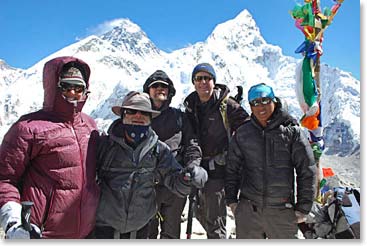 The summit team on the top at 11:30 AM.  It was very windy