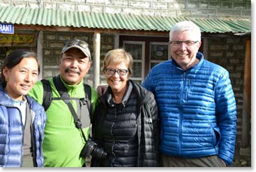 Jim and Sharon had a wonderful two days staying with Yangzing at Highland Sherpa Resort. Sharon's eye is fine now and she is enjoying lodge life at 13,100 feet above sea level.