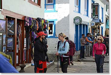 On the busy street in Lukla we met some old friends from along our trekking trail to Everest.