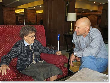 At the Yak and Yeti famous mountaineering personalities are a common sight in the lobby. Wally enjoyed catching up with Elizabeth Hawley, who has lived in Kathmandu and chronicled international climbing expeditions since 1959.