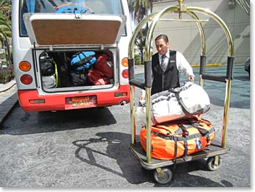 Our duffels were quickly loaded in our bus