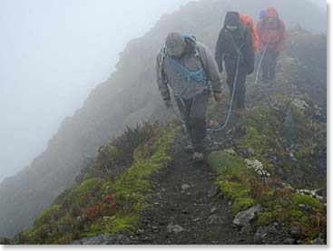 Time to rope up for the rock section towards the summit