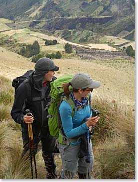 Ljerka and Jeremy looking at Cayambe