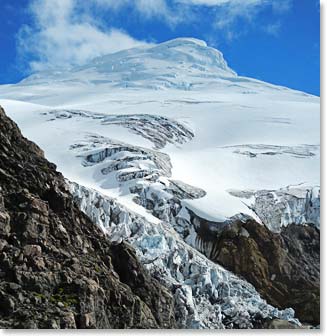 View of Cayambe from our hut