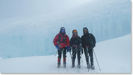 Chris in the midst of the crevasses