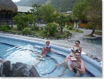 Team Ecuador catching up on some reading at the pool