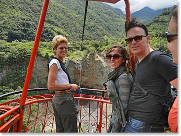 Team Ecuador enjoying their ride on the cable car