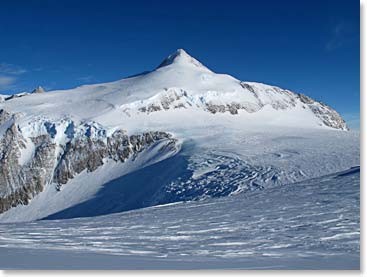 A snow-covered view of Mt. Shinn with a lovely blue tone