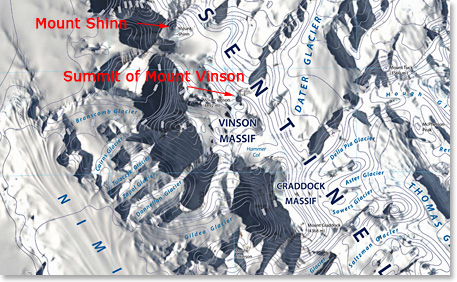 Map of Mt. Shinn in comparison to Mt. Vinson —almost there!