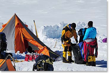 The rescue equipment found at the cache on Mt. Vinson. Not having enough supplies at High Camp is not an issue on this trip. 