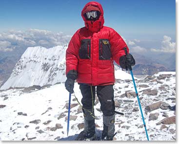 Vaughan on the summit of Aconcagua