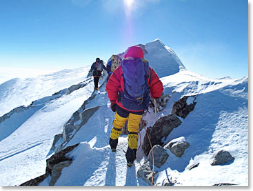 Climbers nearing the summit of Mt. Vinson