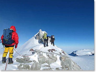 Climbers starting their descent