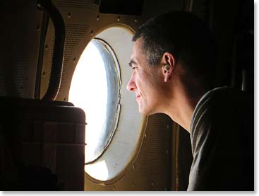 Vaughan is captivated by the view from his window on the Ilyushin flight south.