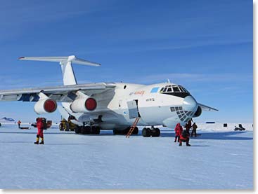 Unloading the Ilyushin on the Blue Ice