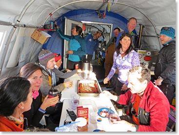 The Twin Otters pull right up to our tents at Vinson Base Camp.