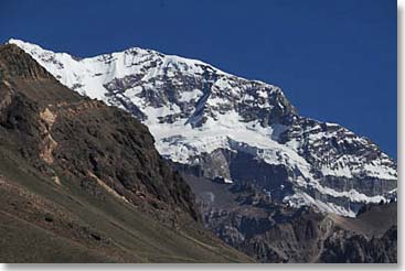 We have come a long way already!  This morning, Friday, we drove a few kilometers up the highway from our hotel and got the first view our mountain, Aconcagua!