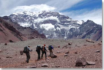 The trek to Plaza Francia, the base of the south face of Mount Aconcagua, is spectacular and a great acclimatization hike.