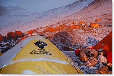 The red and orange hues are a beautiful sight on Aconcagua.