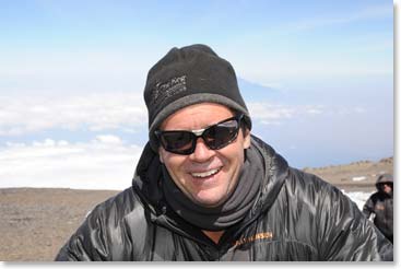 Dan on his last trip with Berg Adventures on the summit of Kilimanjaro