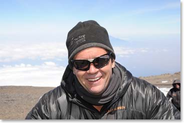 Dan on his last trip with Berg Adventures on the summit of Kilimanjaro