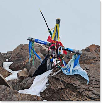 The ‘cross’ found at the summit of Aconcagua, signifying the climbers success!