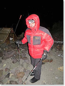 Dan ready to start climbing at 4:20am