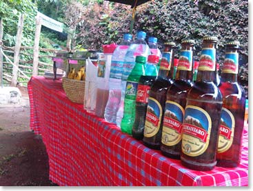 Mountain refreshments, including Kilimanjaro beer