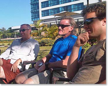 Bob, Bill and Roberto listening to the briefing