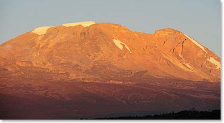 First view of Kili from Shira Camp